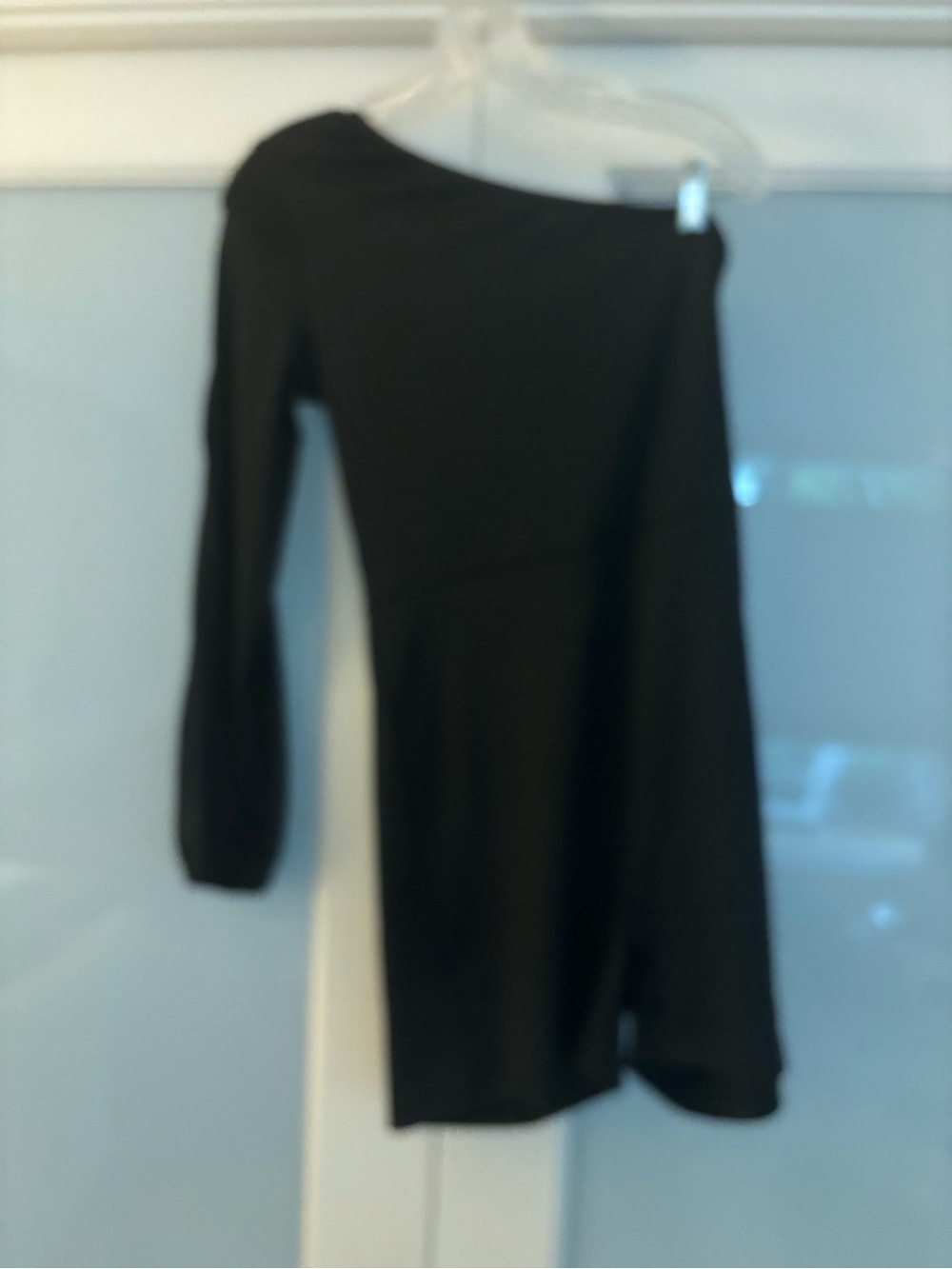 CBR Black Off-Shoulder One-Sleeve Sweater Dress
